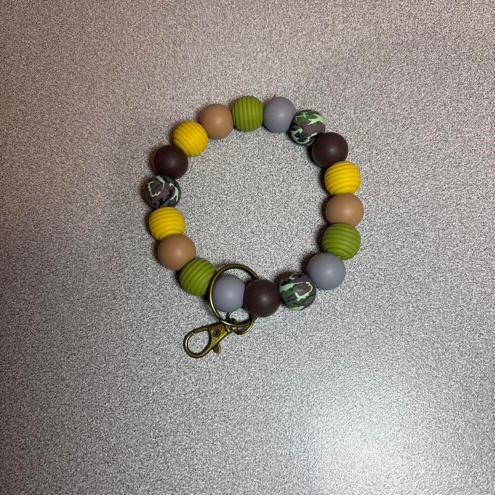 Silicone Beaded Keychain with Camo Beads